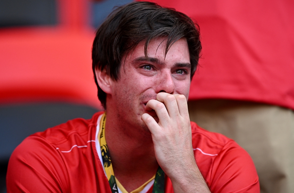 Costa Rica fan reacts after the match