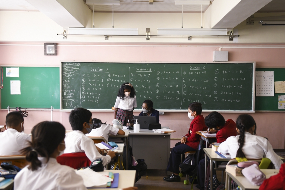A classroom at the Indian International School in Tokyo, Sept. 28, 2022.  (Noriko Hayashi/The New York Times) 