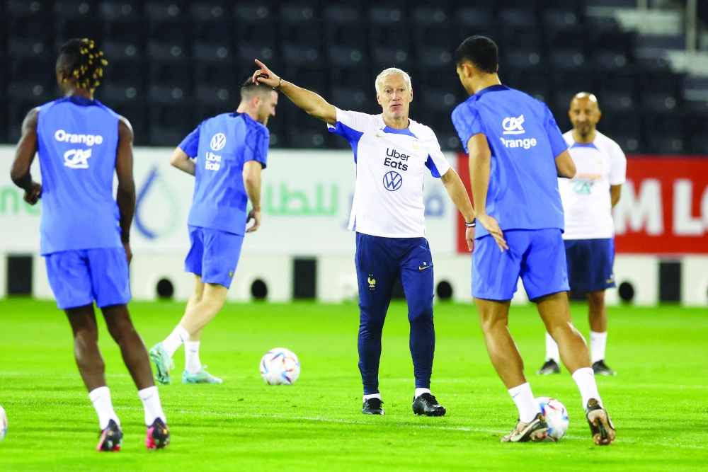 Soccer Football - FIFA World Cup Qatar 2022 - France Training - Al Sadd SC Stadium, Doha, Qatar - December 8, 2022  France coach Didier Deschamps during training REUTERS/Paul Childs
