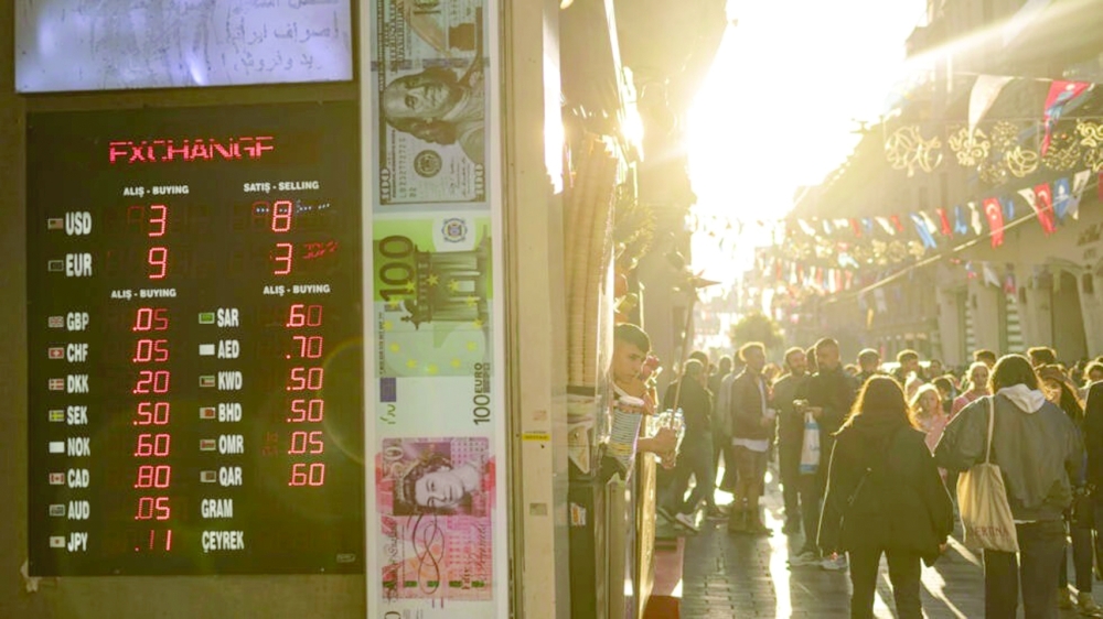 Turkey's annual inflation rate hit 85 per cent during its latest economic crisis. -- AFP