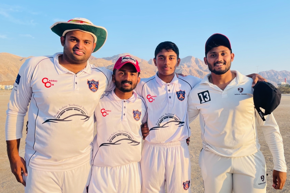 (L-R) Anzil N , Shahid Afridi , Rueben Kumar , Omidu M,  - RSTS FCC