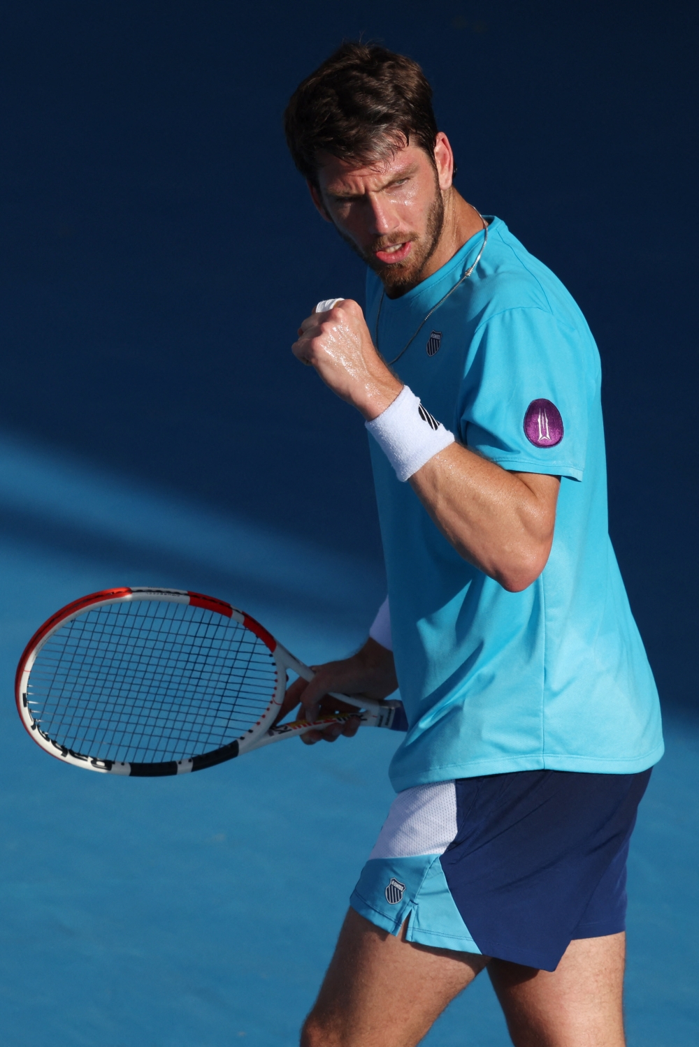 Britain's Cameron Norrie reacts after a point against Jenson Brooksby of the US during their Auckland Classic tennis tournament men's singles semifinal match in Auckland on January 13, 2023. (Photo by MICHAEL BRADLEY / AFP)