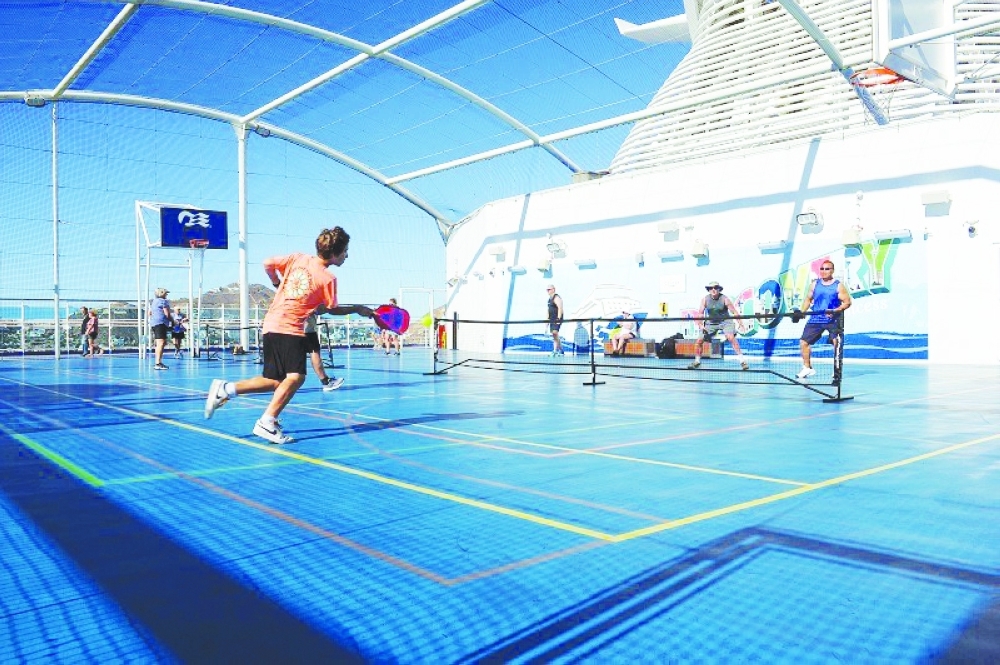 Passengers play pickleball on the Discovery Princess, a new Princess Cruises ship.  (Princess Cruises via The New York Times)
