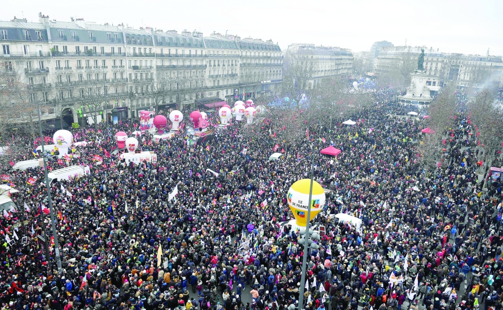 A day of strikes and protests kicked off in France on Thursday. -- AFP