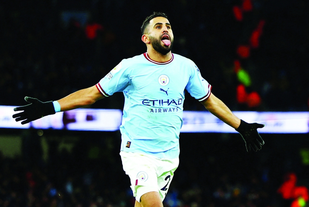 Manchester City's Riyad Mahrez celebrates scoring their fourth goal REUTERS/