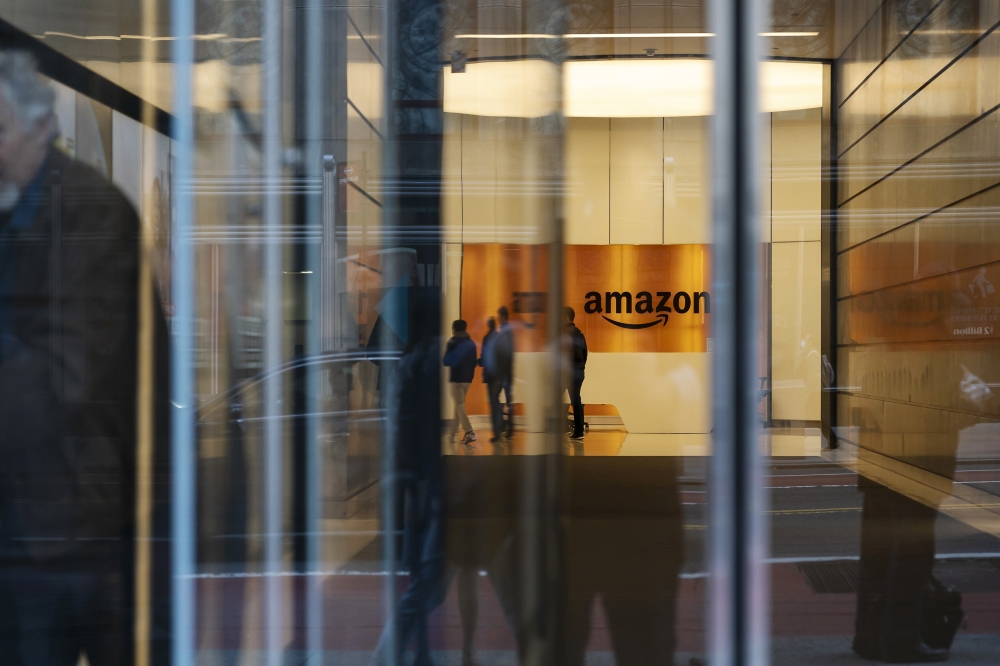 An Amazon logo in New York, Oct. 20, 2022. (Karsten Moran/The New York Times)
