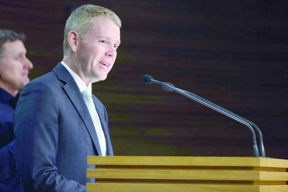 New Zealand's Prime Minister Chris Hipkins speaks to the media during his first official post cabinet press conference at Parliament in Wellington on Wednesday. -- AFP