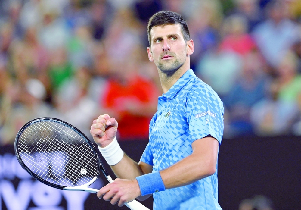 Serbia's Novak Djokovic celebrates winning his fourth round match against Australia's Alex De Minaur REUTERS