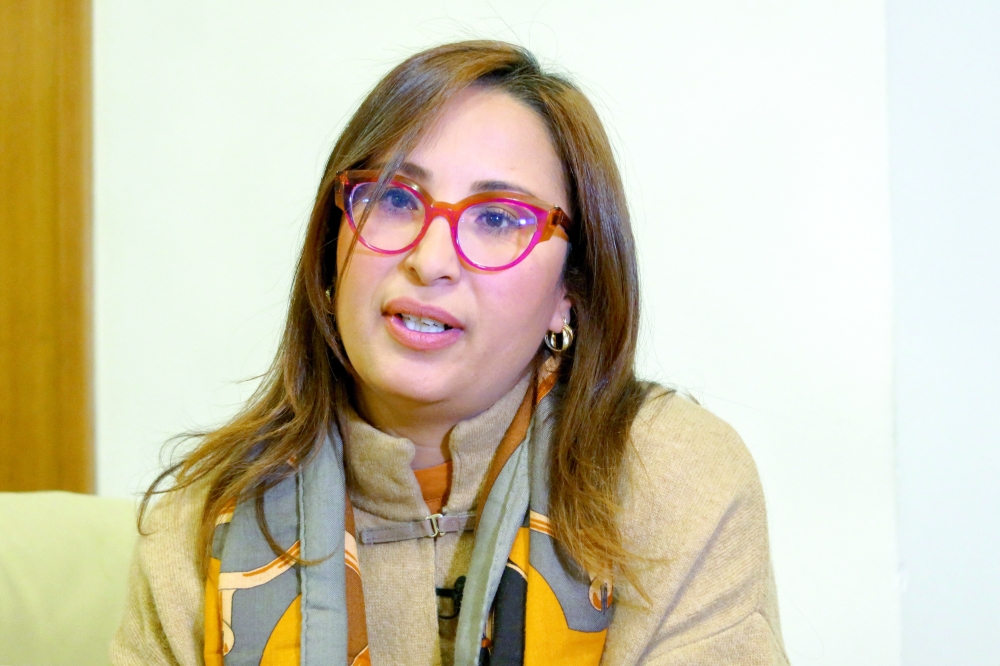 Tunisian activist Chaimaa Issa speaks during an interview in Tunis. - Reuters