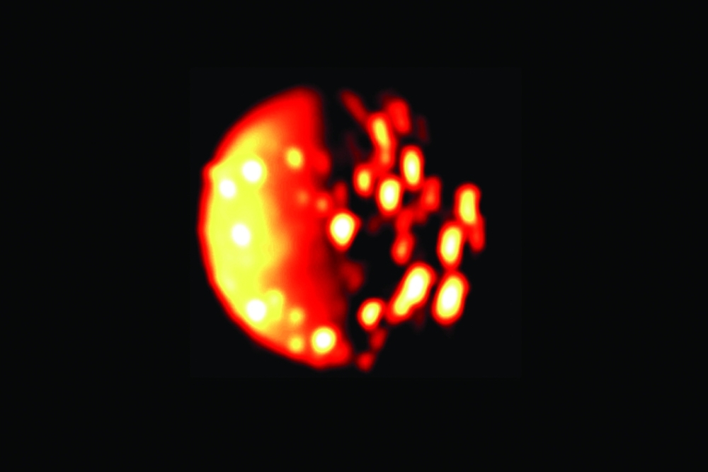 An infrared image of Ios southern hemisphere collected by the Juno spacecraft on Dec. 16, 2017, at a distance of about 290,000 miles. (NASA/JPL-Caltech/SwRI/ASI/INAF/JIRAM via The New York Times)