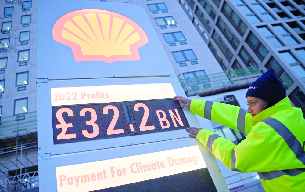 The headquarters of Shell in London as the British energy company announce their full-year results. - AFP