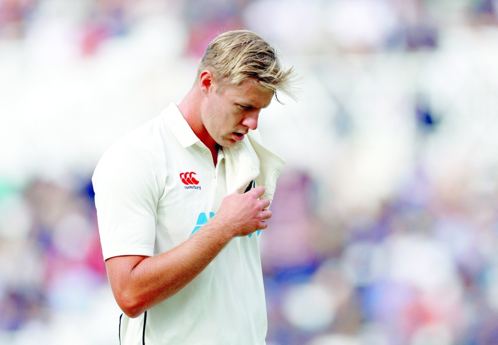 New Zealand's Kyle Jamieson walks off the field after sustaining an injury during second Test against England in Trent Bridge on June 12, 2022. -- Reuters