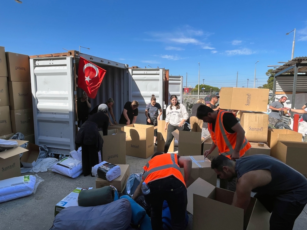 Volunteers from Australias Turkish community in Melbourne pack tents, blankets and sleeping bags to be shipped to earthquake victims in Turkey on Wednesday, Feb. 8, 2023. (Natasha Frost/The New York Times) 