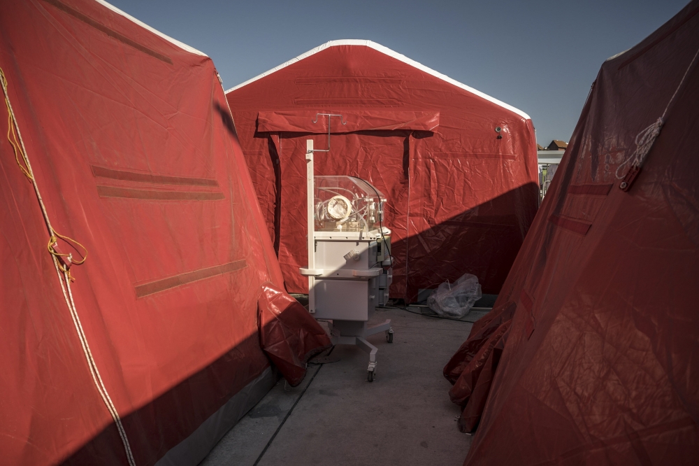 A child incubator in a field hospital in Antakya, in the hard-hit Hatay province of Turkey, on Friday, Feb. 10, 2023.(Sergey Ponomarev/The New York Times)