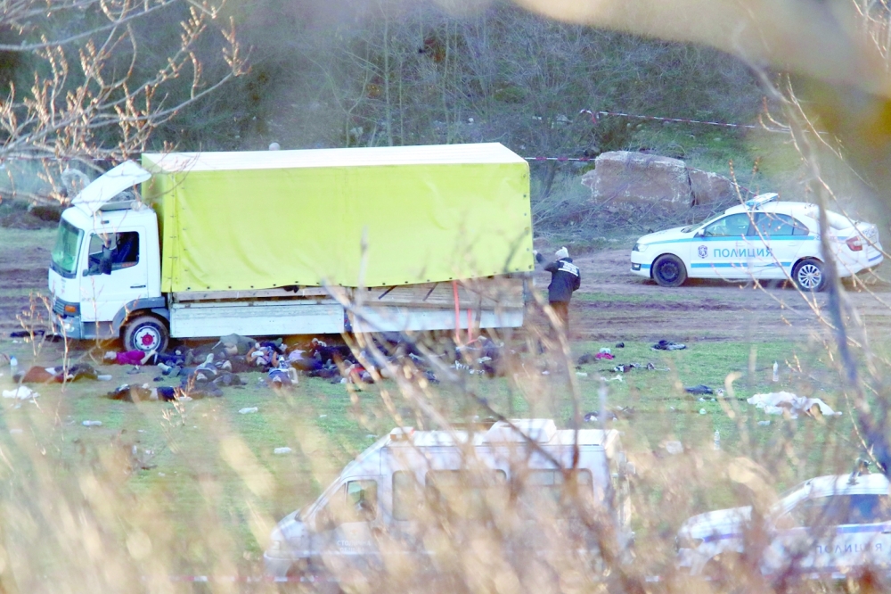 The vehicle was illegally transporting around 40 migrants hidden under some wood. -- Reuters