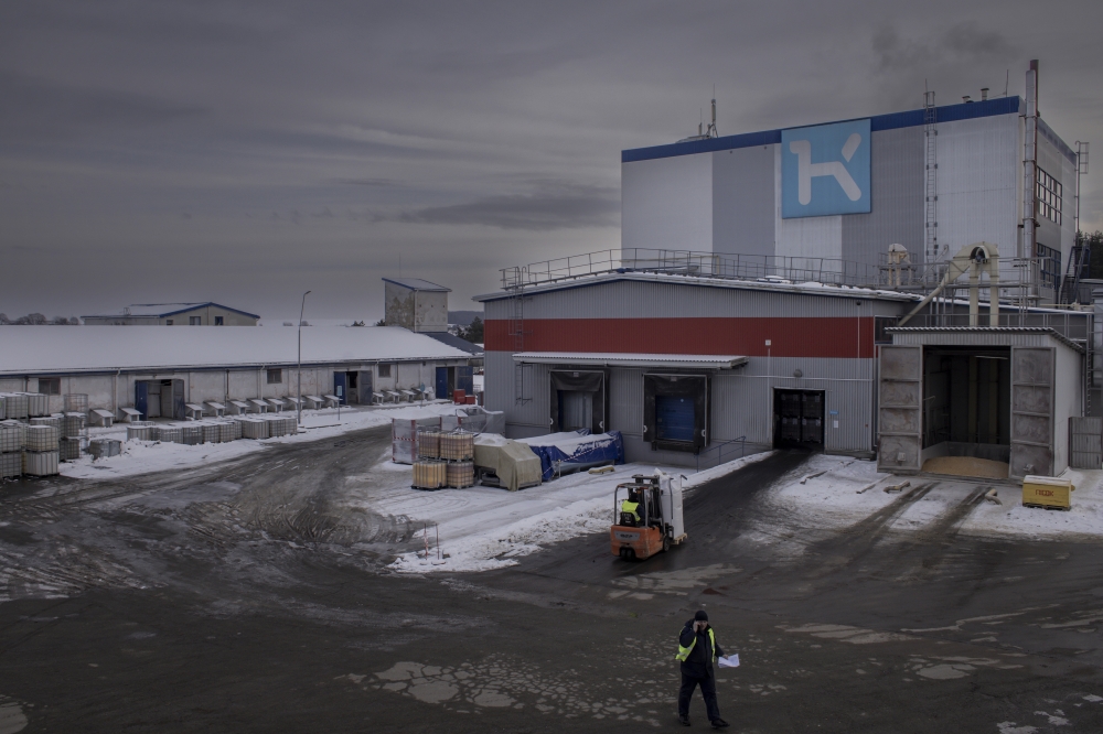 The Kormotech factory in Prylbychi, Ukraine, Feb. 10, 2023. (Maciek Nabrdalik/The New York Times)