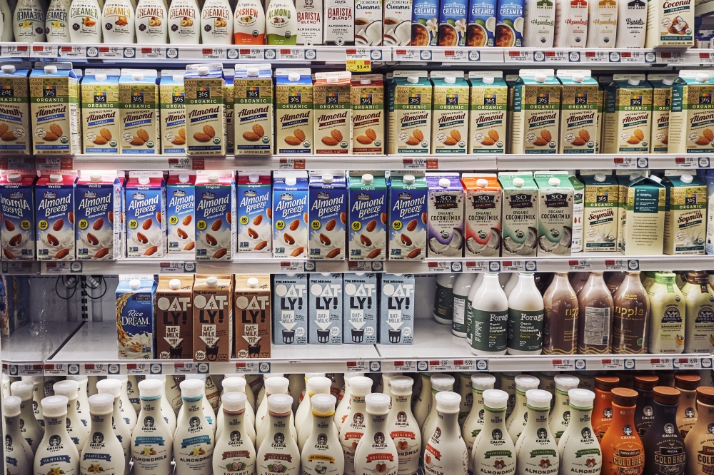 The dairy-free milk section in a Wholefoods grocery store at Columbus Circle, New York, on Oct. 17, 2018. (An Rong Xu/The New York Times)