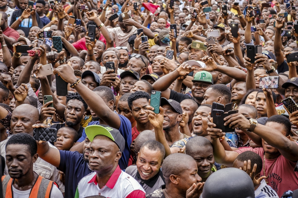 A campaign rally for Peter Obi, the Labour Party presidential candidate, at Alaba market in Lagos, Nigeria on Feb. 11, 2023. (Taiwo Aina/The New York Times)