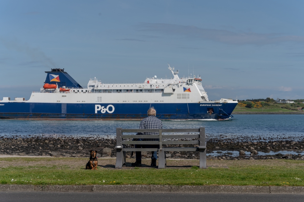 A P&O Ferry vessel docks in Larne, where it is a major employer, in Northern Ireland, April 26, 2022. (Andrew Testa/The New York Times)