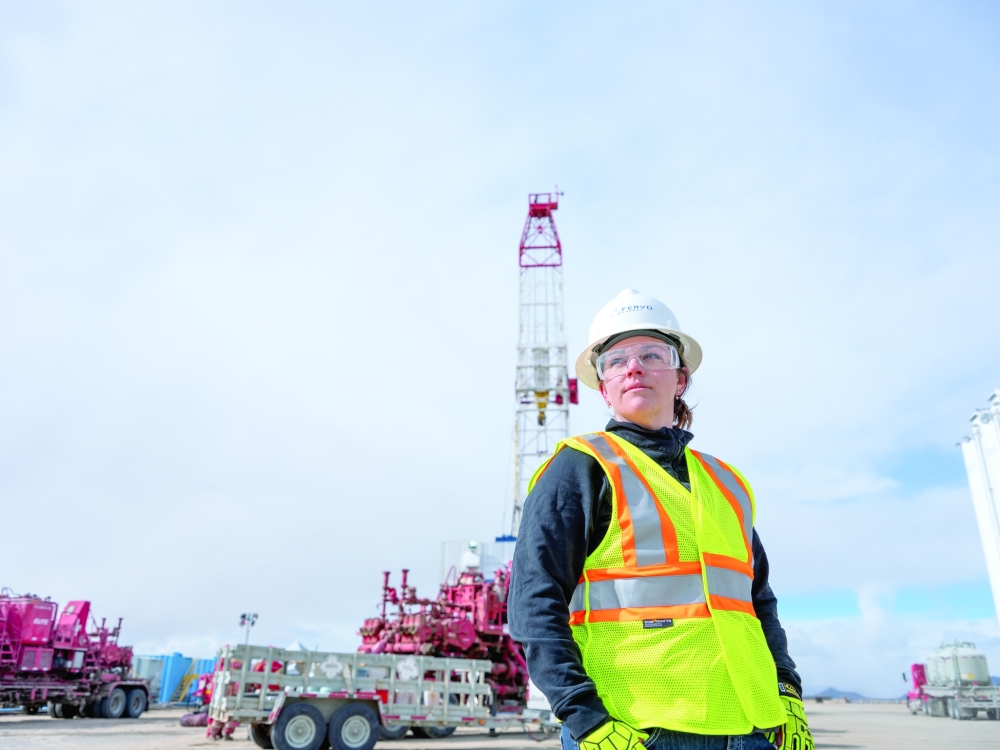 Emma McConville, who was laid off from a job as a geologist for Exxon Mobil during the pandemic, is seen on a job site in Winnemucca, Nevada. — The New York Times