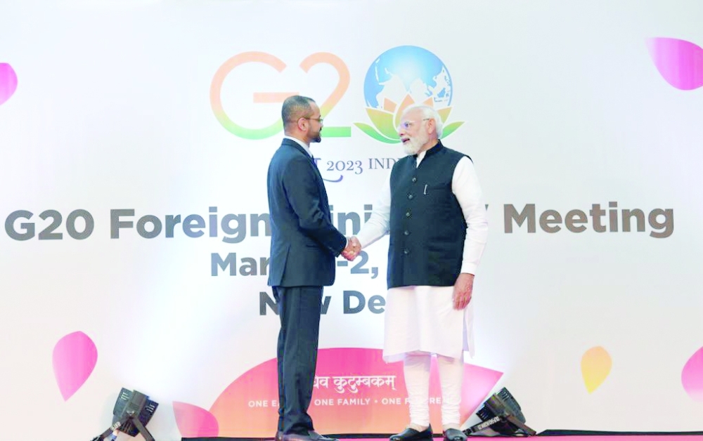 Prime Minister Narendra Modi with Sayyid Badr Al Busaidi in New Delhi on Friday. — ONA
