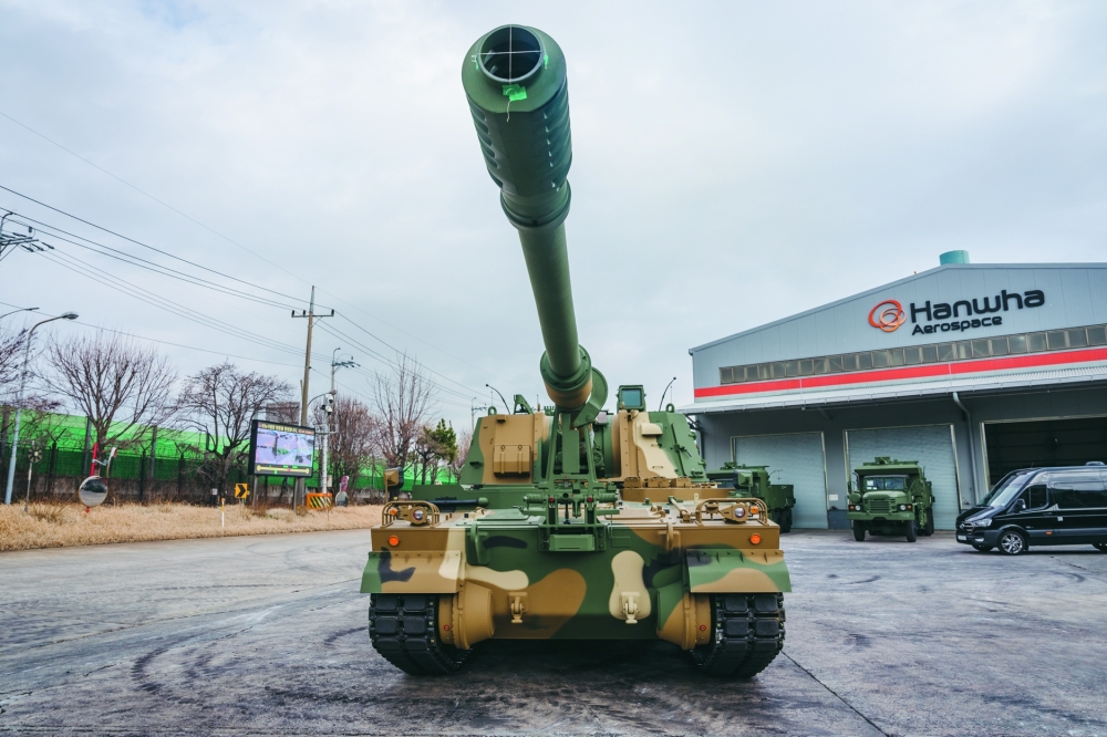 A K9 howitzer at a test site for Hanwha Aerospace, South Korea’s largest defence contractor, in Changwon, South Korea.