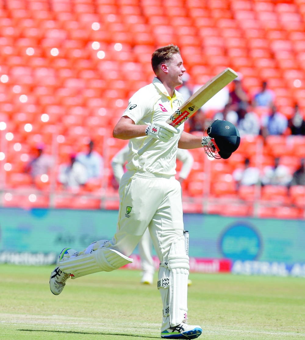 Cricket - Fourth Test - India v Australia - Narendra Modi Stadium, Ahmedabad, India - March 10, 2023 Australia's Cameron Green celebrates after reaching his century REUTERS/Amit Dave
