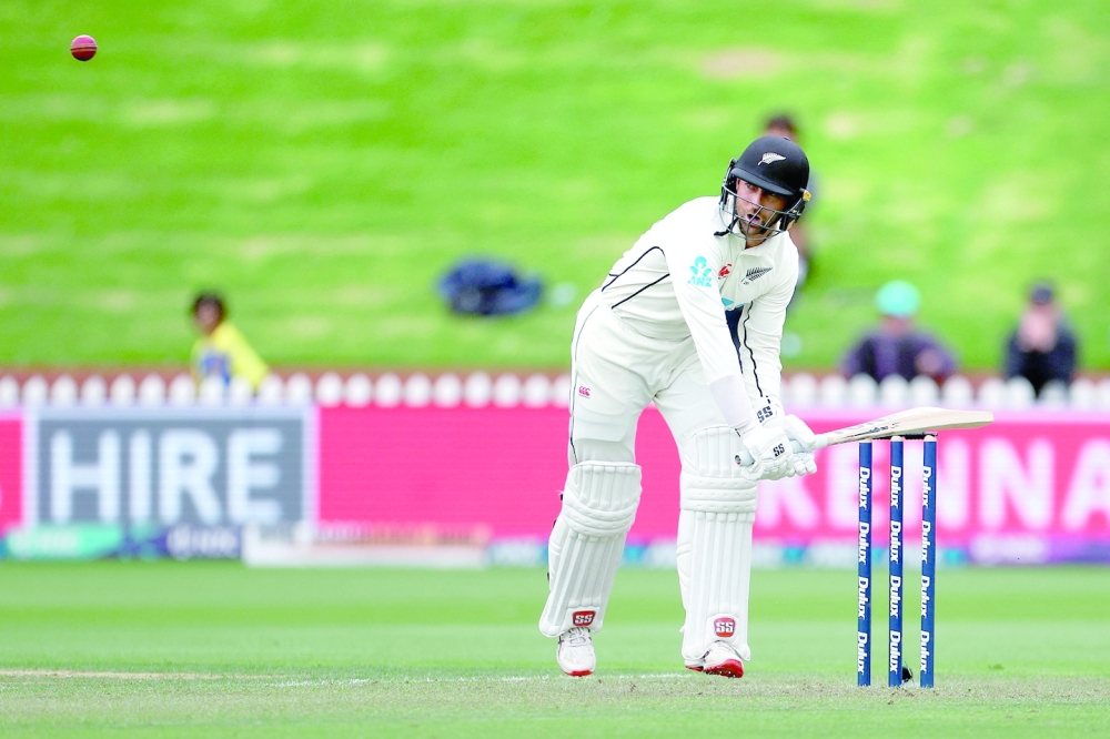 New Zealand's Devon Conway plays a shot on day one of the second Test cricket match between New Zealand and Sri Lanka at the Basin Reserve in Wellington on March 17, 2023.  (Photo by Marty MELVILLE / AFP)

