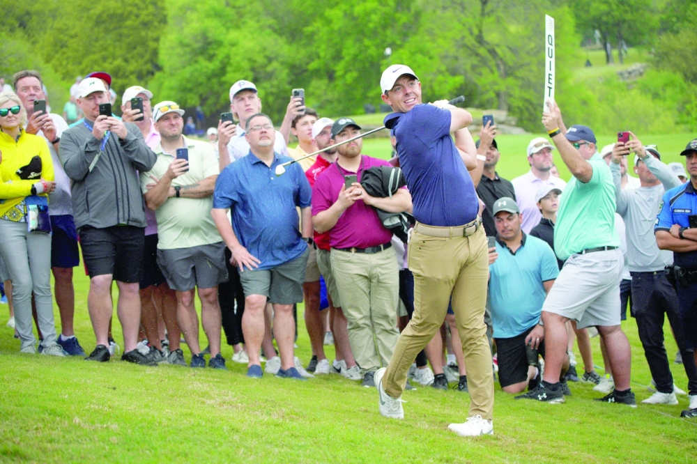 Mar 22, 2023; Austin, Texas, USA; Rory McIlroy hits from the rough during the first round of the World Golf Championships-Dell Technologies Match Play golf tournament. Mandatory Credit: Dustin Safranek-USA TODAY Sports
