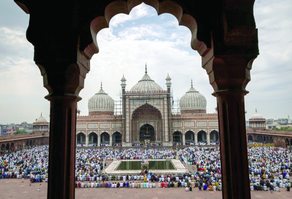 Muslims offer the first Friday prayers of the holy month at the Jama Masjid (Grand Mosque) in Delhi, India, on Friday. — Reuters