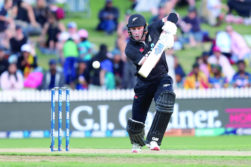 New Zealand's Will Young bats during the third one-day international between New Zealand and Sri Lanka at Seddon Park in Hamilton on March 31, 2023. (Photo by MICHAEL BRADLEY / AFP)

