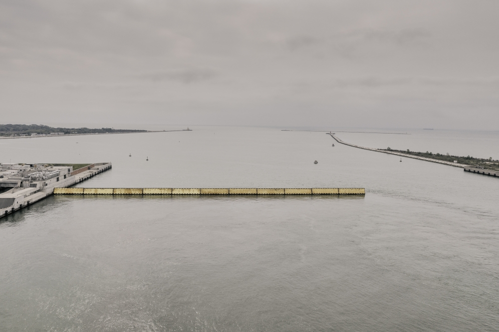 A test of the MOSE floodgate system at the Lido inlet in Venice, Italy on May 5, 2022. (Laetitia Vancon/The New York Times)