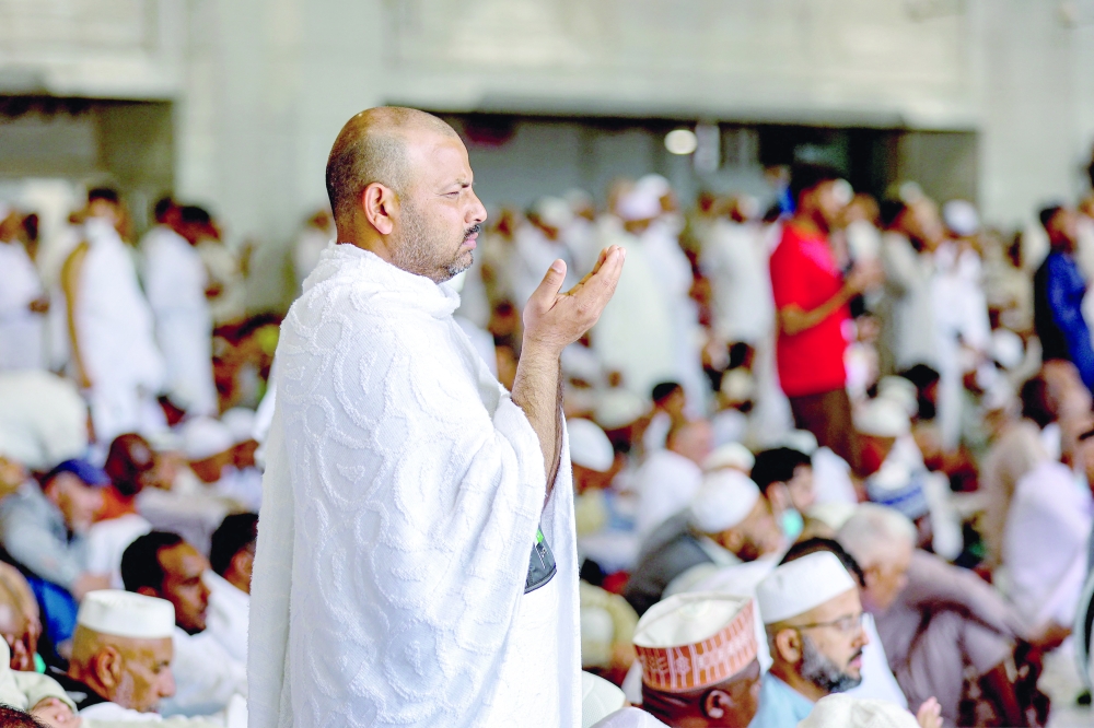 A worshipper prays at the Grand Mosque in the holy city of Mecca during the fourth Friday prayers of Ramadhan on Friday. — AFP