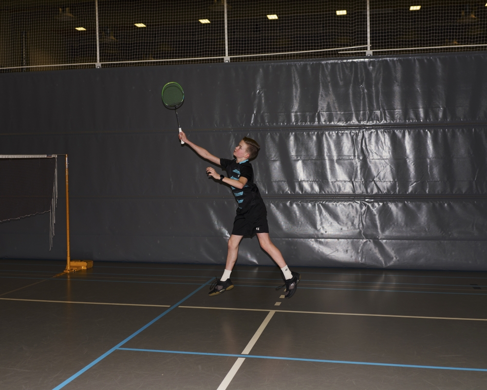 Niklas Hukari plays badminton with his sister in Ylieviska, Finland 