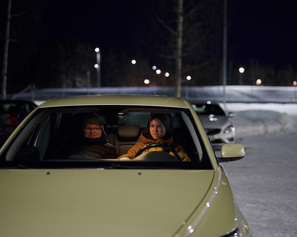 Lasse Hukari and his daughter, Henna Hukari, who just received her learner’s permit for driving, in Ylieviska