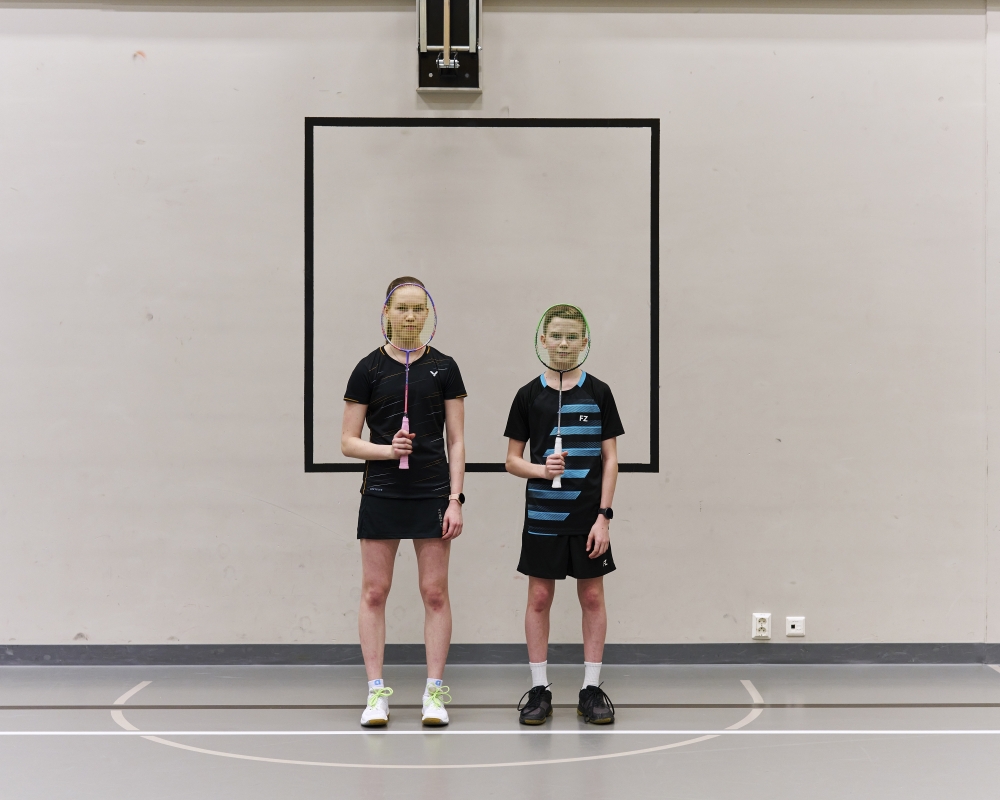 Siblings Henna and Niklas Hukari during badminton practice in Ylieviska