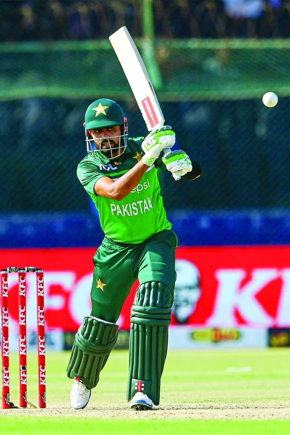 Pakistan's Babar Azam plays a shot during the fourth ODI against New Zealand in Karachi. -- AFP