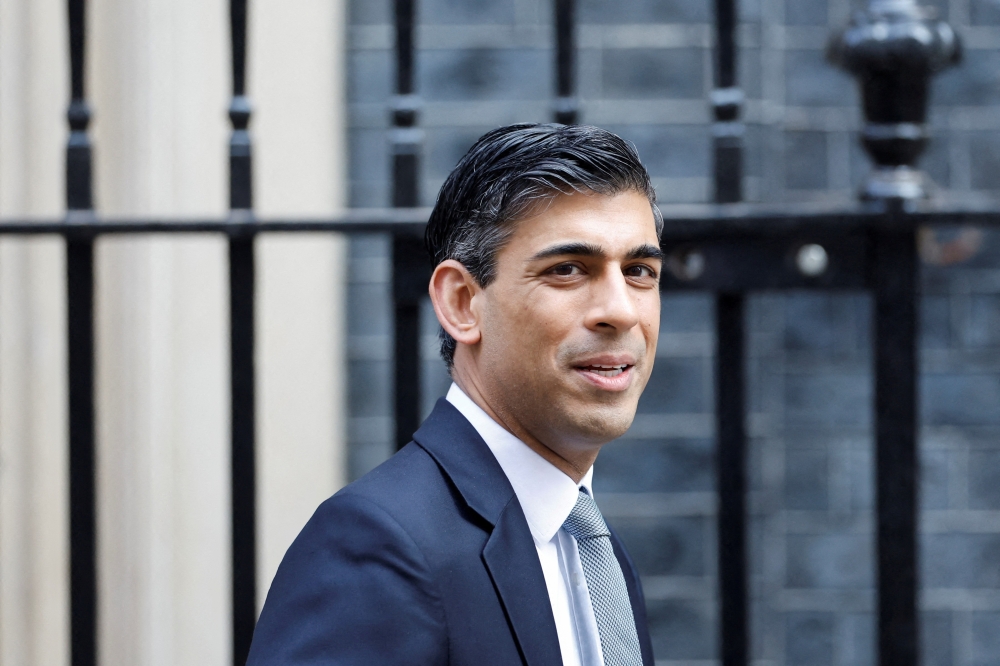 Rishi Sunak pictured while leaving Downing Street, in London. — Reuters file photo.