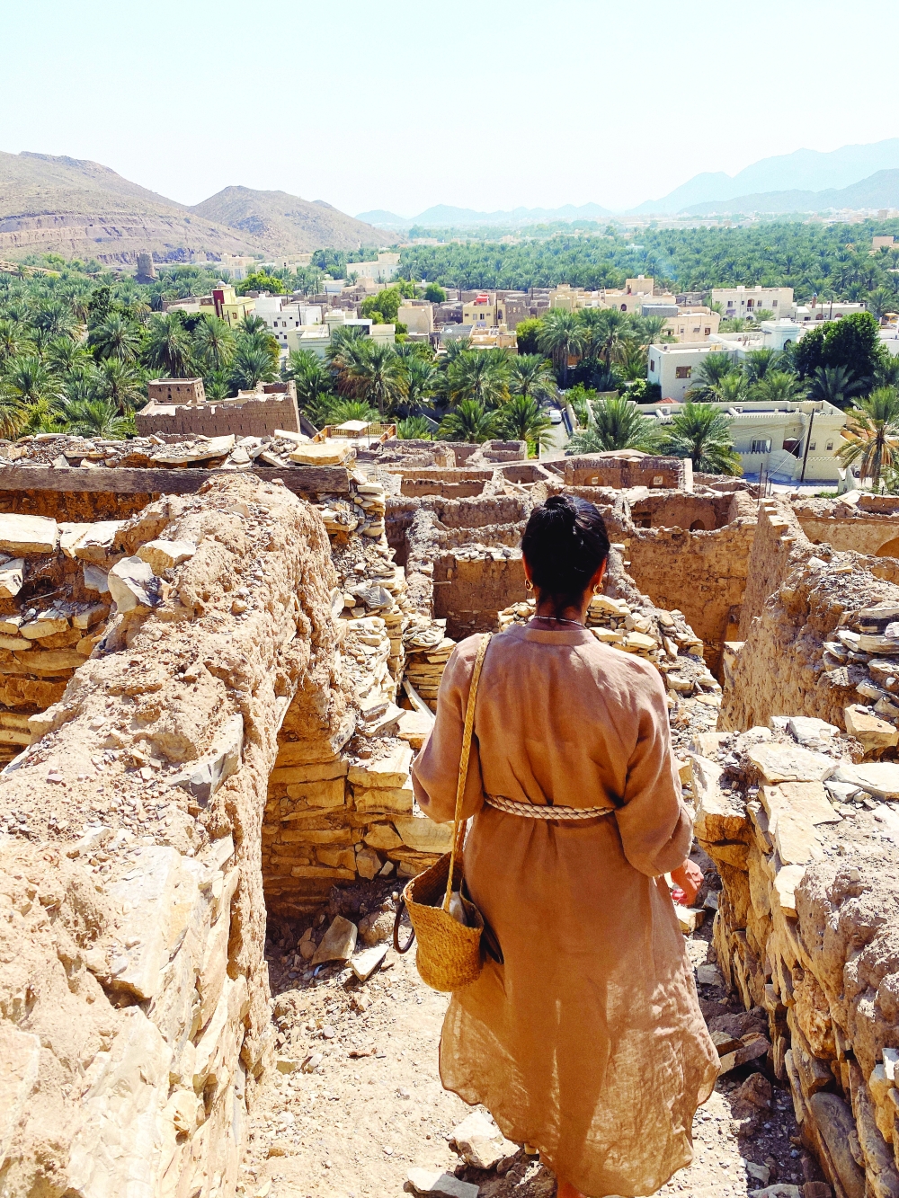 Malini Angelica visiting ruins at Birkat Al Mouz