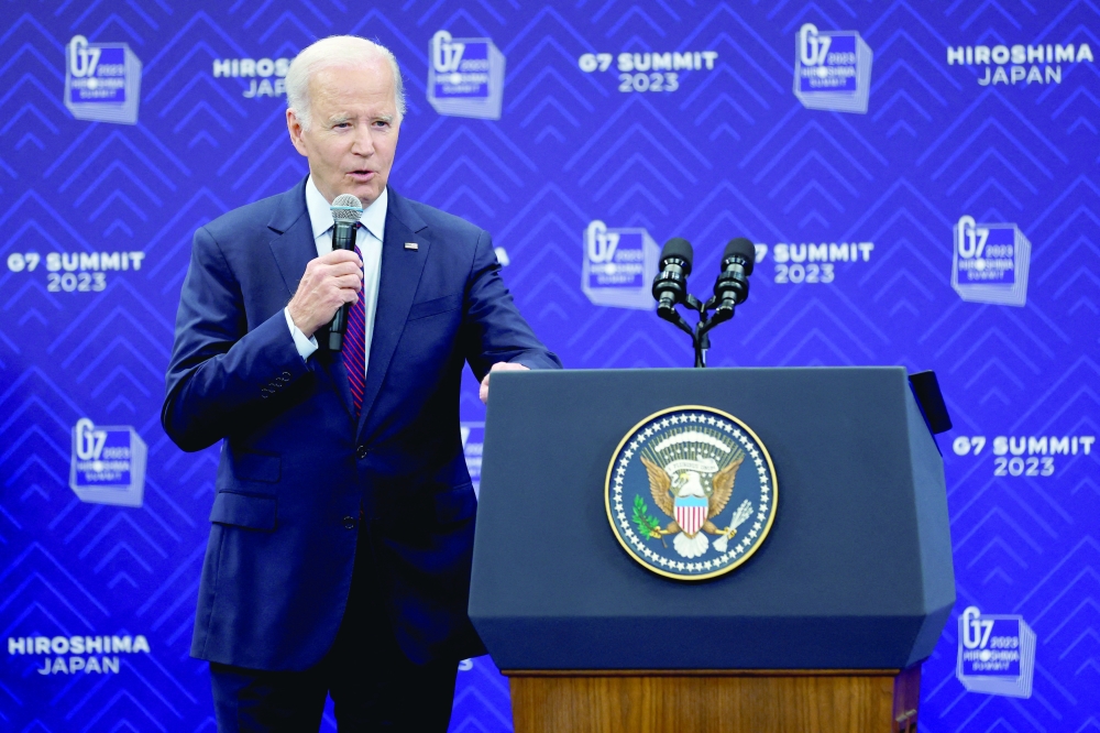 US President Joe Biden speaks during a news conference following the Group of Seven (G-7) leaders summit in Hiroshima, Japan. — Reuters