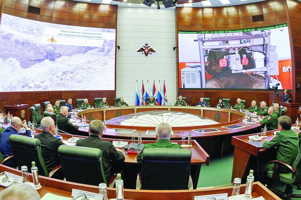 Russian Defence Minister Sergei Shoigu chairs a meeting of the Defence Ministry Board in Moscow, Russia. — Reuters
