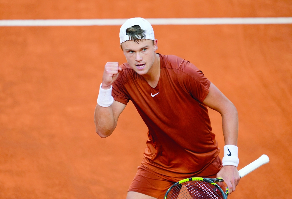 Tennis - Italian Open - Foro Italico, Rome, Italy - May 21, 2023 Denmark's Holger Rune reacts during the men's singles final against Russia's Daniil Medvedev REUTERS/Aleksandra Szmigiel
