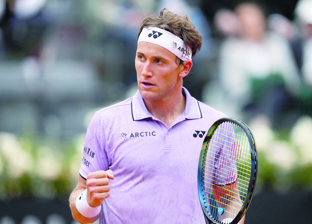 Tennis - Italian Open - Foro Italico, Rome, Italy - May 20, 2023 Norway's Casper Ruud reacts during his semi final match against Denmark's Holger Rune REUTERS/Aleksandra Szmigiel
