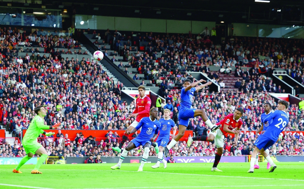 Manchester United's Casemiro scores their first goal REUTERS
