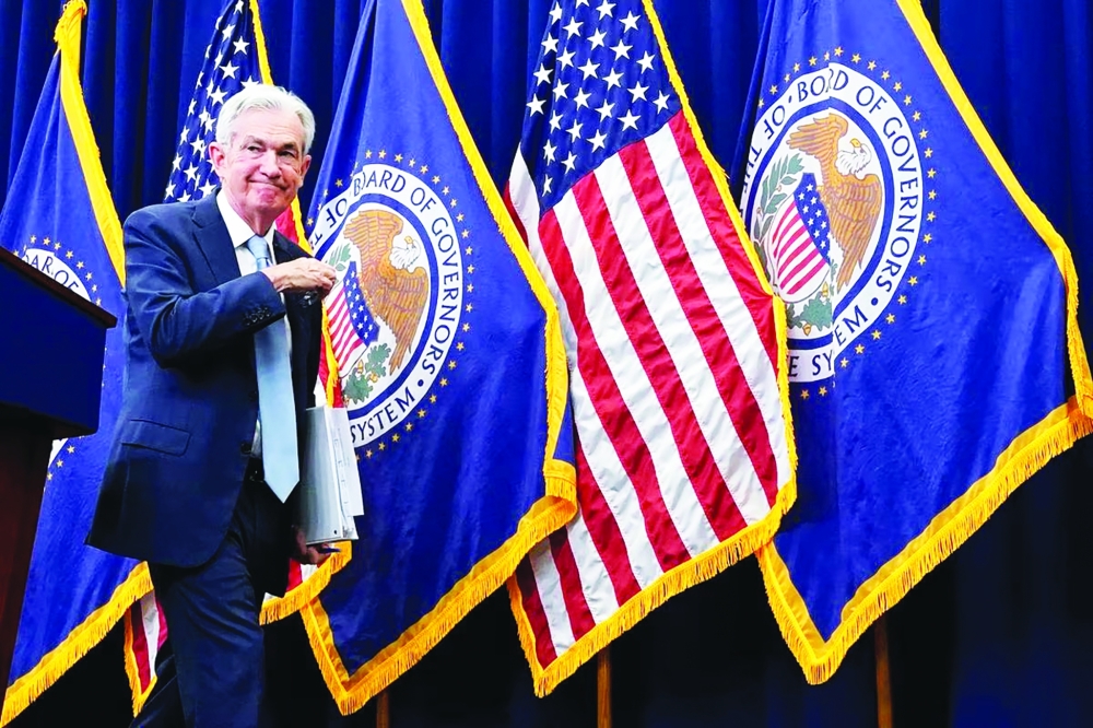 Federal Reserve Chair Jerome Powell leaves a news conference at the Federal Reserve Board Building, in Washington. — AFP