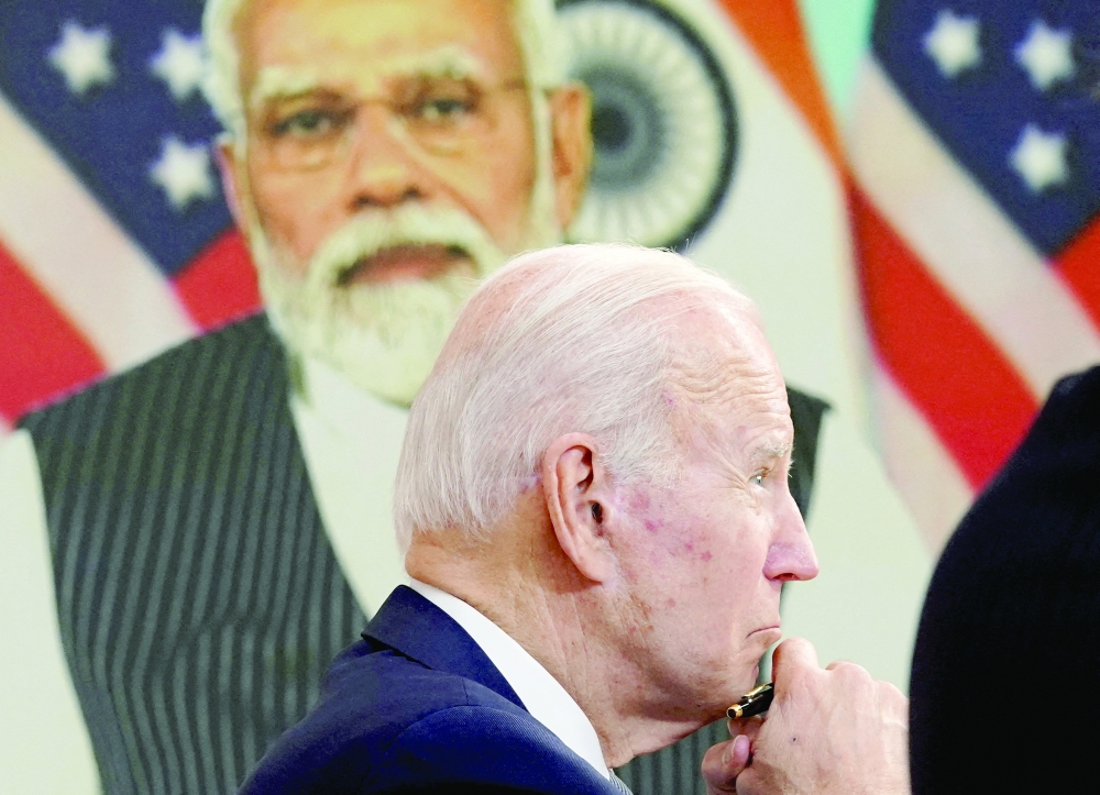 US President Joe Biden holds videoconference with India's Prime Minister Narendra Modi from the White House in Washington. Reuters file photo