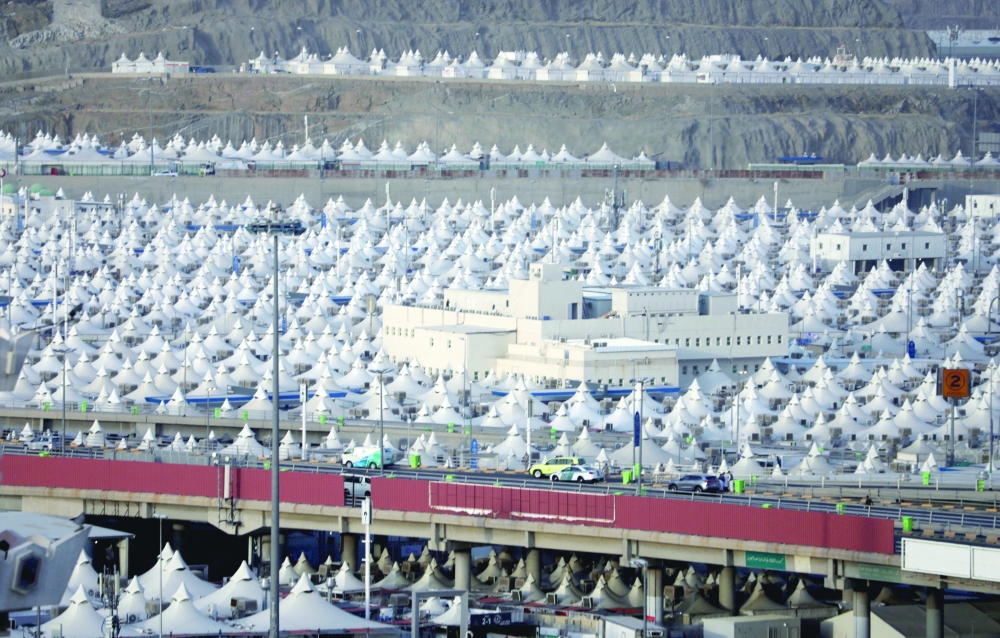 Tents are seen ready in the Mina area for pilgrims to do pilgrimage rituals. — Reuters 