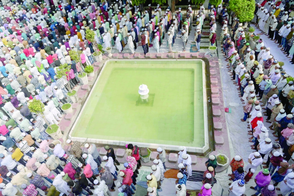 Devotees offer Eid al Adha prayers at the Jama Masjid Khairuddin in Amritsar. - AFP
