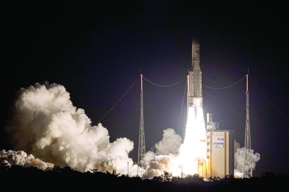 The European Ariane-5 heavy rocket lifts off from the Guyanese Space Centre in Kourou, French Guyana. - AFP

