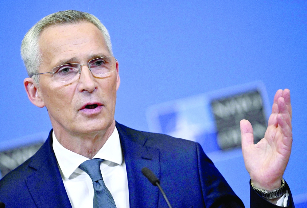 Nato Secretary-General Jens Stoltenberg addresses a press conference at the Nato headquarters in Brussels. -  AFP